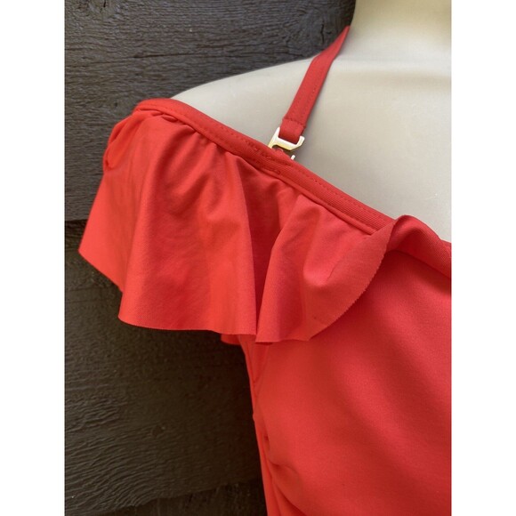 Vince Camuto Women's Size 12 Orange Red One Piece Ruffle Sleeve Swimsuit - Picture 12 of 12